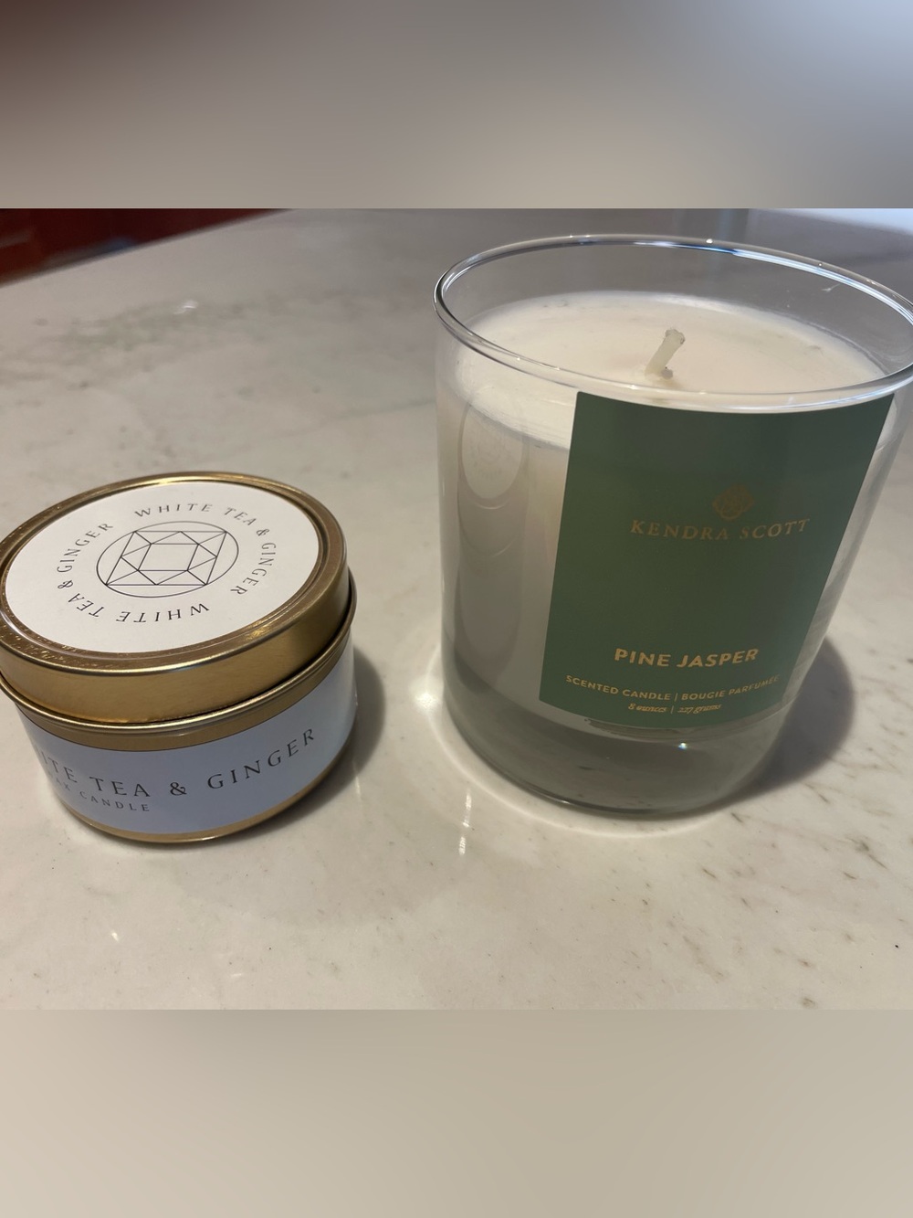 NEW! Kendra Scott Pine Jasper Candle and Teak & Twine soy wax candle, lot of 2!